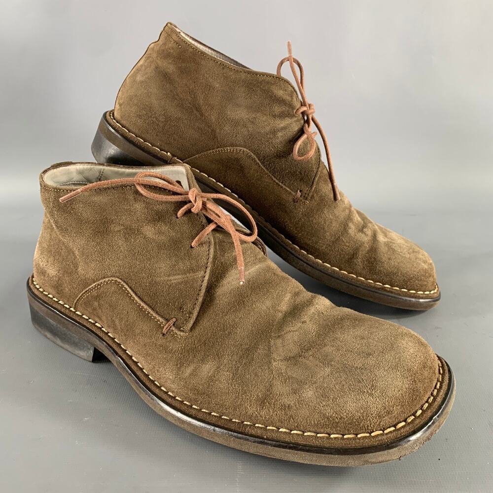 HUGO BOSS Size 8.5 Tan Khaki Leather Square Toe Lace Up Shoes
